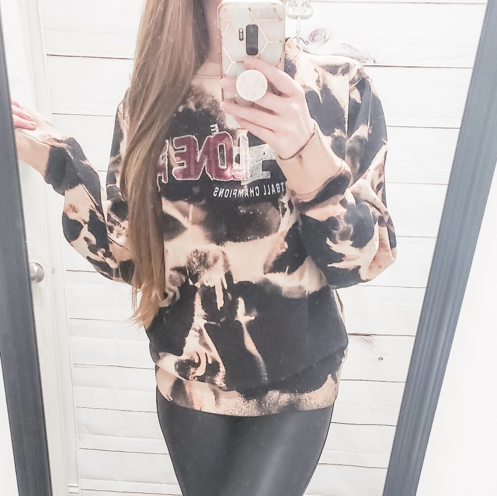 Custom bleached distressed sweatshirt Mens/Womens - Picture 2 of 7